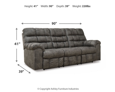 Derwin Reclining Sofa with Drop Down Table, Concrete, large