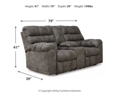 Derwin Reclining Loveseat with Console, Concrete, large