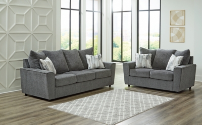 Stairatt Sofa and Loveseat, Gravel, rollover