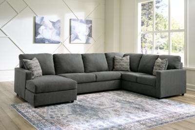 Edenfield 3-Piece Sectional with Chaise, Charcoal