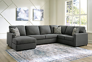 Edenfield 3-Piece Sectional with Chaise, Charcoal, rollover