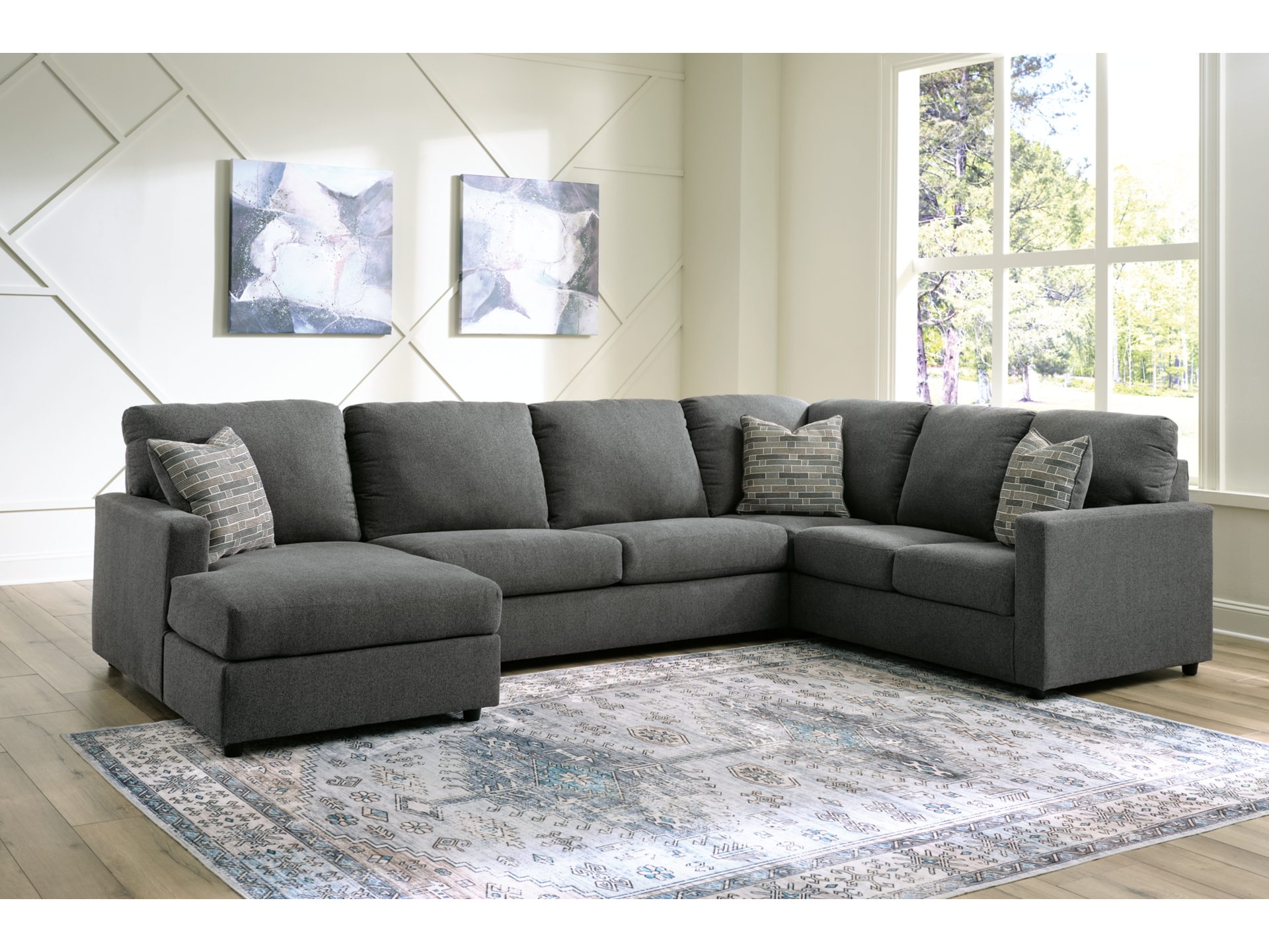 Image 1 of Edenfield 3-Piece Sectional with Chaise Charcoal 