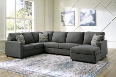 Edenfield 3-Piece Sectional with Chaise, Charcoal