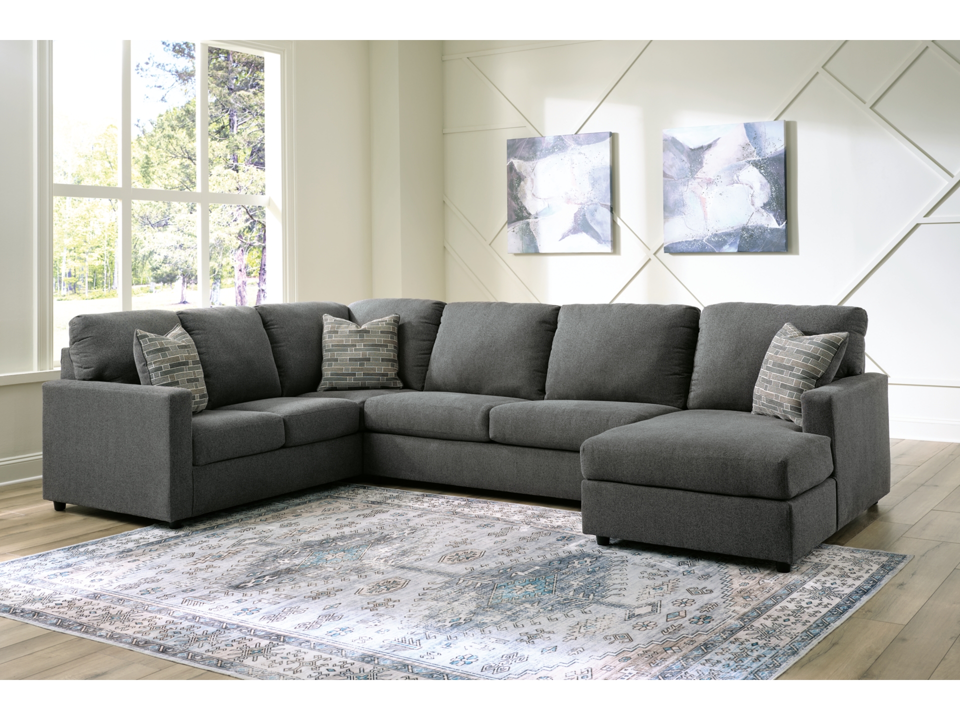 Edenfield 3-Piece Sectional with Chaise Charcoal 