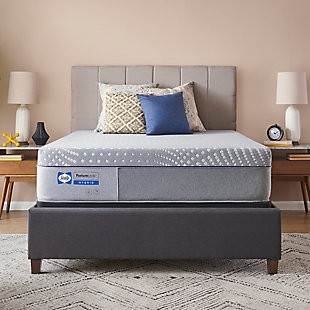 As cool as the other side of the pillow, the Sealy Canterbury Court hybrid firm twin mattress is the most premium hybrid in the Posturepedic® Collection. It features upgraded cooling with a cool-to-the-touch cover, high-density motion-reducing coils, breathable memory foam, and gel foam. The reinforced mattress edge increases durability, while the antibacterial cover keeps the mattress protected. Available in a tight top firm.13" profile | Surface-Guard™ and SealyChill™ | Foam layers: 1.5" ComfortSense Premium memory foam, 2.5" SealySupport gel foam firm | Base: 1" SealySupport™ Gel Foam | Response Pro™ encased coil | 903 coil count | Duraflex™ edge