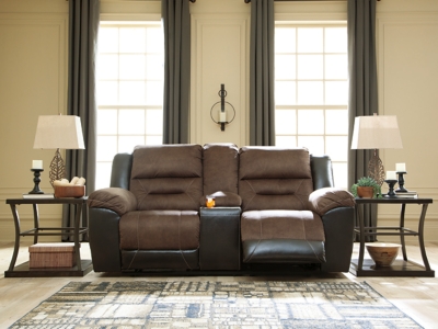 Earhart Reclining Loveseat with Console, Chestnut, large