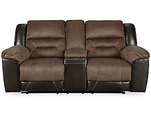 Earhart Reclining Loveseat with Console, Chestnut, large