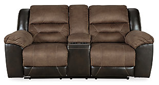 Earhart Reclining Loveseat with Console, Chestnut, large