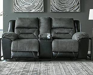 Earhart Reclining Loveseat with Console, Slate, rollover