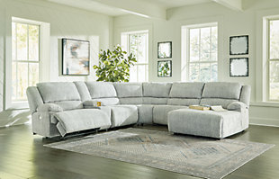 McClelland 6-Piece Power Reclining Sectional with Chaise, Gray, rollover