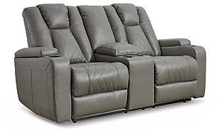 Mancin Reclining Loveseat with Console, Gray, large