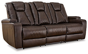 Mancin Reclining Sofa with Drop Down Table, Chocolate, large