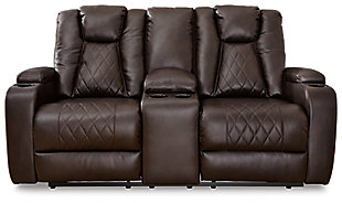 Mancin Reclining Loveseat with Console, Chocolate, large