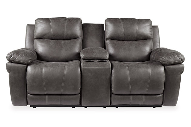 Erlangen Dual Power Reclining Loveseat, Leather Reclining Sofa With Center Console