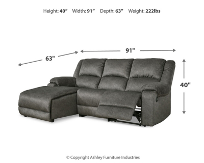 Benlocke 3-Piece Reclining Sectional with Chaise, Flannel, large