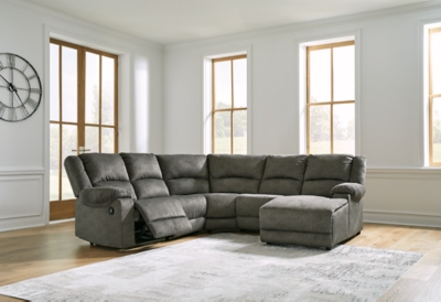 ASHLEY - JUEGO DE SOFÁ RECLINABLE Y LOVESEAT GASPAR POWER CON REPOSACABEZAS  AJUSTABLE