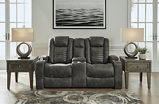 Soundcheck Power Reclining Loveseat with Console, Storm, rollover