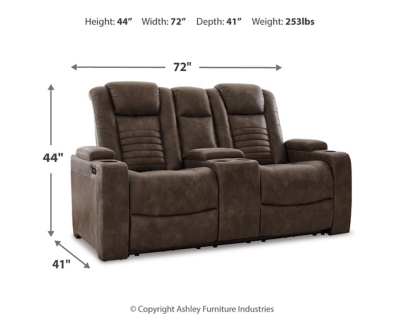 Soundcheck Power Reclining Loveseat with Console, Earth, large