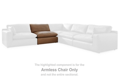 Emilia Armless Chair Leather, Caramel