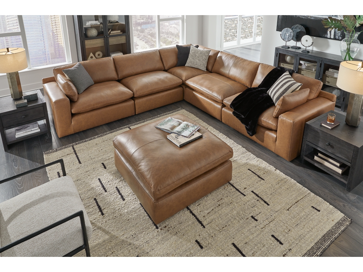 Emilia Oversized Leather Accent Ottoman | Ashley