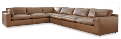 Emilia 6-Piece Leather Sectional, Caramel