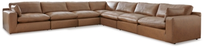 Emilia 7-Piece Leather Sectional, Caramel