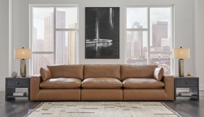 Grey leather modular online lounge