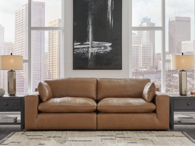 Emilia 2-Piece Sectional Loveseat, Caramel, rollover