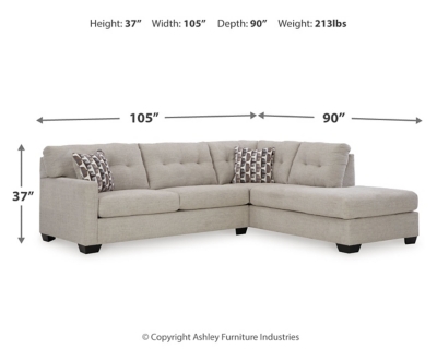 Mahoney 2-Piece Sectional with Chaise, Pebble, large
