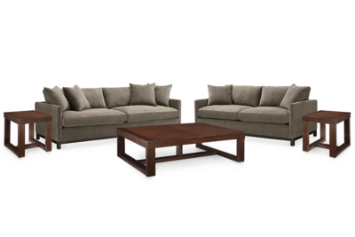 Zavalla Sofa and Loveseat with Coffee Table and 2 End Tables, , large