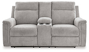 Barnsana Power Reclining Loveseat with Console, Ash, large
