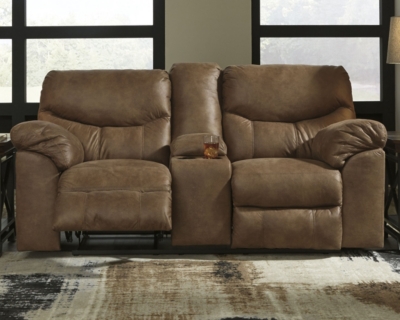 Boxberg Reclining Loveseat with Console, Bark, large