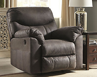 Signature Design by Ashley Boxberg Oversized Faux Leather Manual Pull Tab Rocker Recliner Dark Brown
