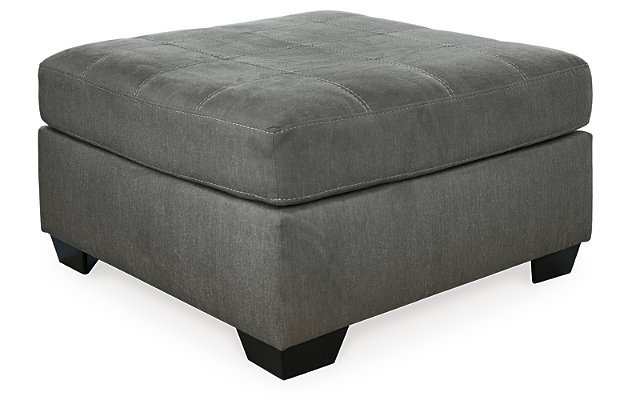 The perfect accent piece for your homey oasis. Posh and practical Pitkin ottoman invites you to kick back and relax. Ample cushioning and oversized scale provides the ultimate cozy spot to rest your tired feet at the end of a non-stop day.Corner-blocked frame | Firmly cushioned | High-resiliency foam cushion wrapped in thick poly fiber | Polyester/nylon upholstery | Exposed feet with faux wood finish | Excluded from promotional discounts and coupons