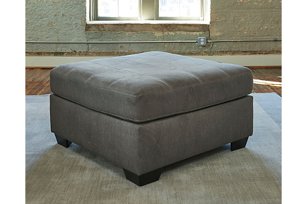 The perfect accent piece for your homey oasis. Posh and practical Pitkin ottoman invites you to kick back and relax. Ample cushioning and oversized scale provides the ultimate cozy spot to rest your tired feet at the end of a non-stop day.Corner-blocked frame | Firmly cushioned | High-resiliency foam cushion wrapped in thick poly fiber | Polyester/nylon upholstery | Exposed feet with faux wood finish | Excluded from promotional discounts and coupons