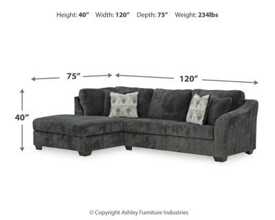 Biddeford 2-Piece Sectional with Chaise, Ebony, large