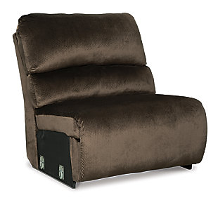 Large-scale comfort is yours with the Clonmel reclining power sectional. With supremely padded back, seat and arm cushions, it's the hero for ultimate relaxation. Microfiber upholstery is welcoming, soft and luxuriously covers the extra-wide seats. Recline back and kick up your feet to bolster your comfort level even more.Includes 3 pieces: armless chair, left-arm right-arm facing zero wall power recliner and right-arm facing press back sectional chaise | "Left-arm" and "right-arm" describe the position of the arm when you face the piece | Recliner with one-touch power control with adjustable positions; chaise with press-back/self-reclining motion | Corner-blocked frame with metal reinforced seat | Attached seats | High-resiliency foam cushions wrapped in thick poly fiber | Polyester upholstery | Power cord included; UL Listed | Estimated Assembly Time: 10 Minutes