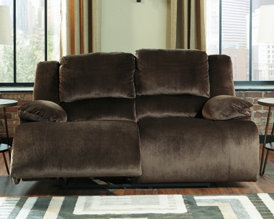 Clonmel Reclining Loveseat, Chocolate, rollover