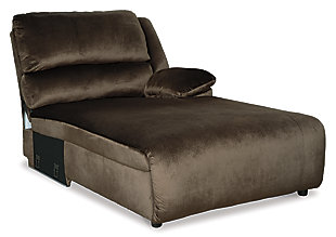 Large-scale comfort is yours with the Clonmel reclining power sectional. With supremely padded back, seat and arm cushions, it's the hero for ultimate relaxation. Microfiber upholstery is welcoming, soft and luxuriously covers the extra-wide seats. Recline back and kick up your feet to bolster your comfort level even more.Includes 3 pieces: armless chair, left-arm right-arm facing zero wall power recliner and right-arm facing press back sectional chaise | "Left-arm" and "right-arm" describe the position of the arm when you face the piece | Recliner with one-touch power control with adjustable positions; chaise with press-back/self-reclining motion | Corner-blocked frame with metal reinforced seat | Attached seats | High-resiliency foam cushions wrapped in thick poly fiber | Polyester upholstery | Power cord included; UL Listed | Estimated Assembly Time: 10 Minutes