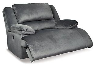 -scale comfort is yours with the Clonmel zero wall wide seat power recliner. With supremely padded back, seat and arm cushions, it's the hero for ultimate relaxation. Microfiber upholstery is welcoming, soft and luxuriously covers the extra-wide seat. Recline back and kick up your feet to bolster your comfort level even more.Polyester microfiber upholstery | Corner-blocked frame with metal reinforced seat | Attached back and seat cushion | One-touch power controls with adjustable positions | High-resiliency foam cushions wrapped in thick poly fiber | Pillow top armrests | Power cord included; UL Listed | Estimated Assembly Time: 15 Minutes