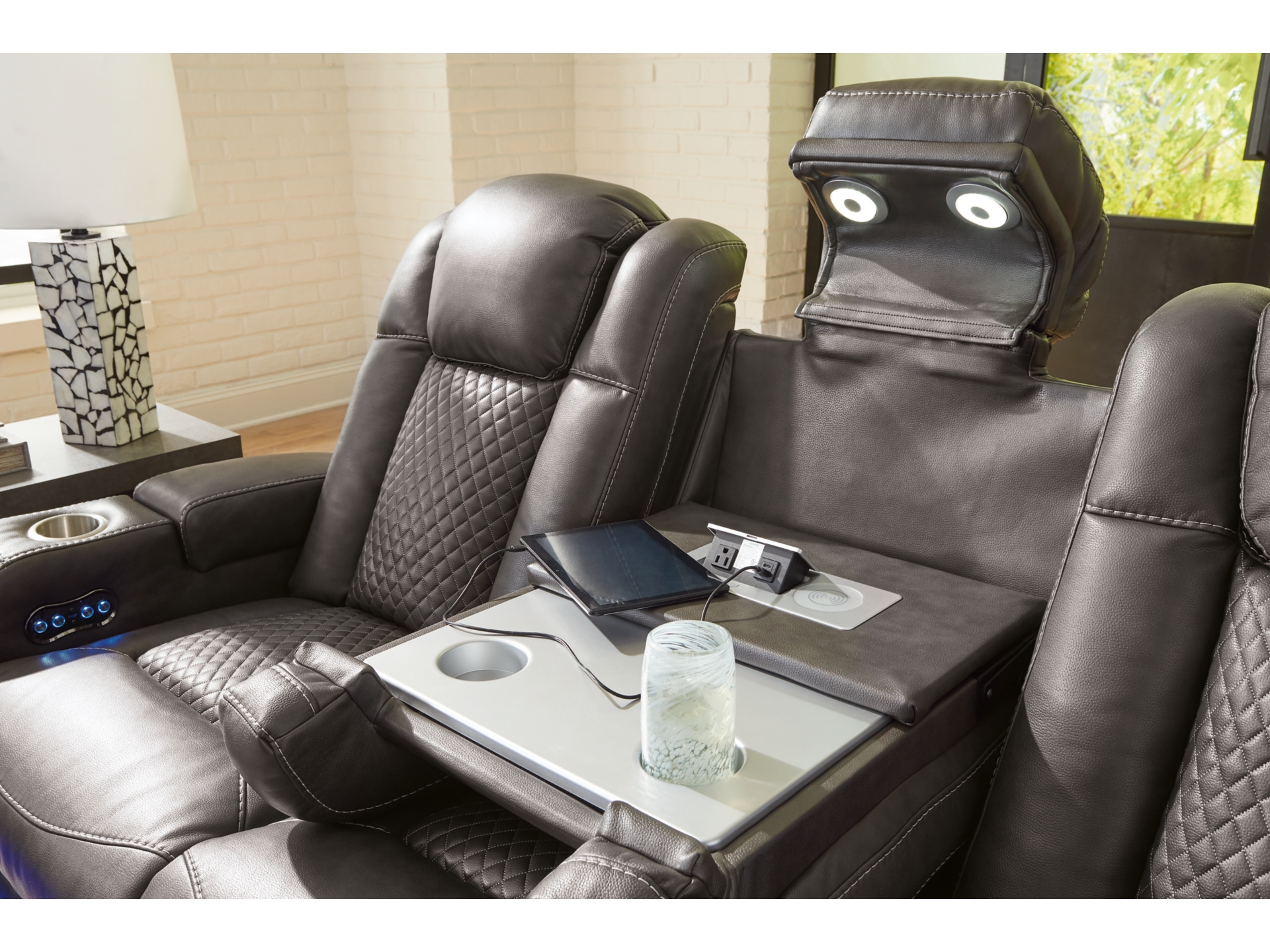 Image 1 of Fyne-Dyme Dual Power Reclining Sofa Shadow 