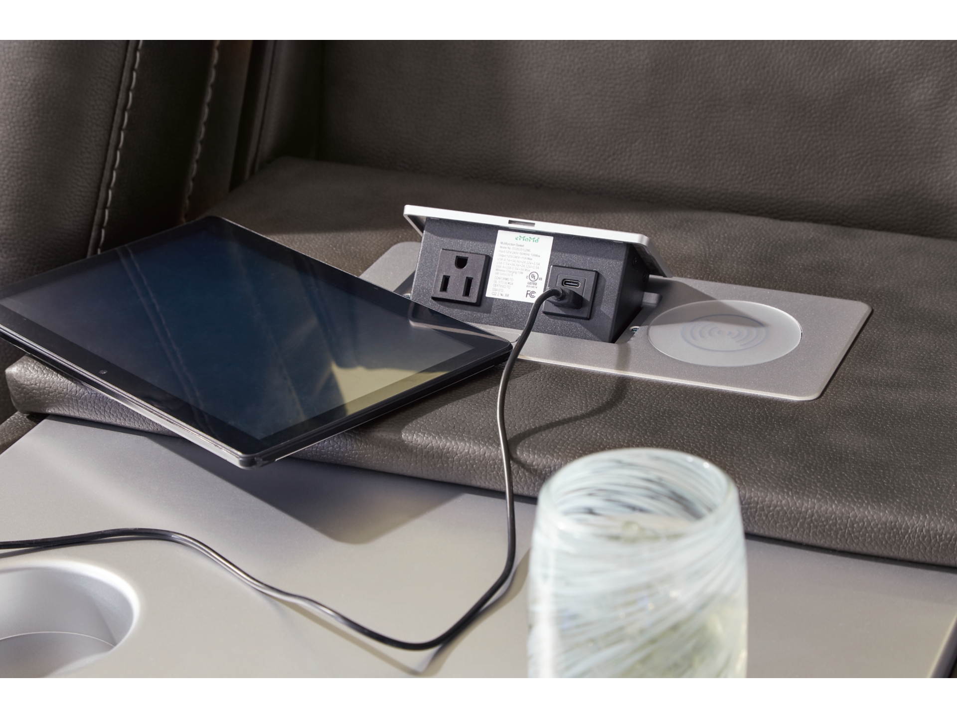 Image 2 of Fyne-Dyme Dual Power Reclining Sofa Shadow 