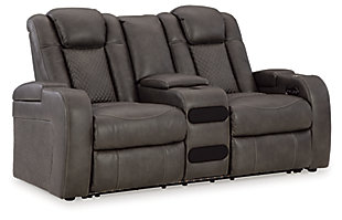 Fyne-Dyme Power Reclining Loveseat with Console, Shadow, large