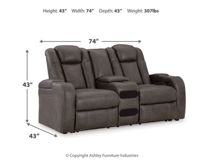 Fyne-Dyme Power Reclining Loveseat with Console Dimensions