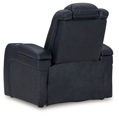 Black power recliner rear three-quarter view