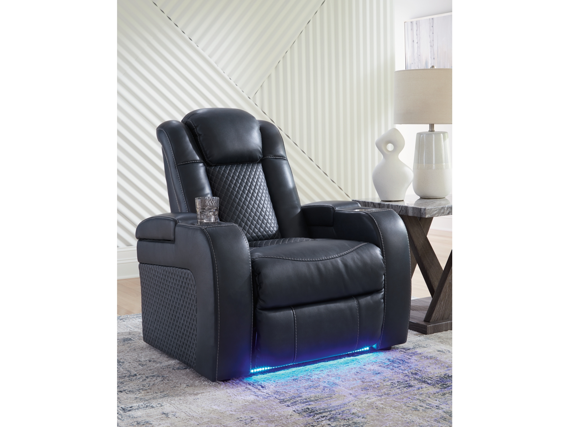 Image 5 of Fyne-Dyme Dual Power Reclining Sofa   Sapphire 