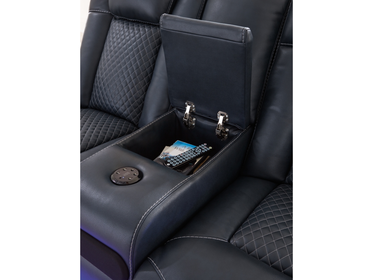 Fyne-Dyme Dual Power Reclining Loveseat with Console | Ashley