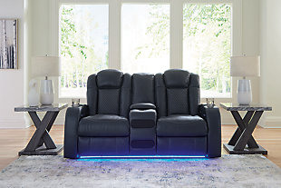 Fyne-Dyme Power Reclining Loveseat with Console, Sapphire, rollover