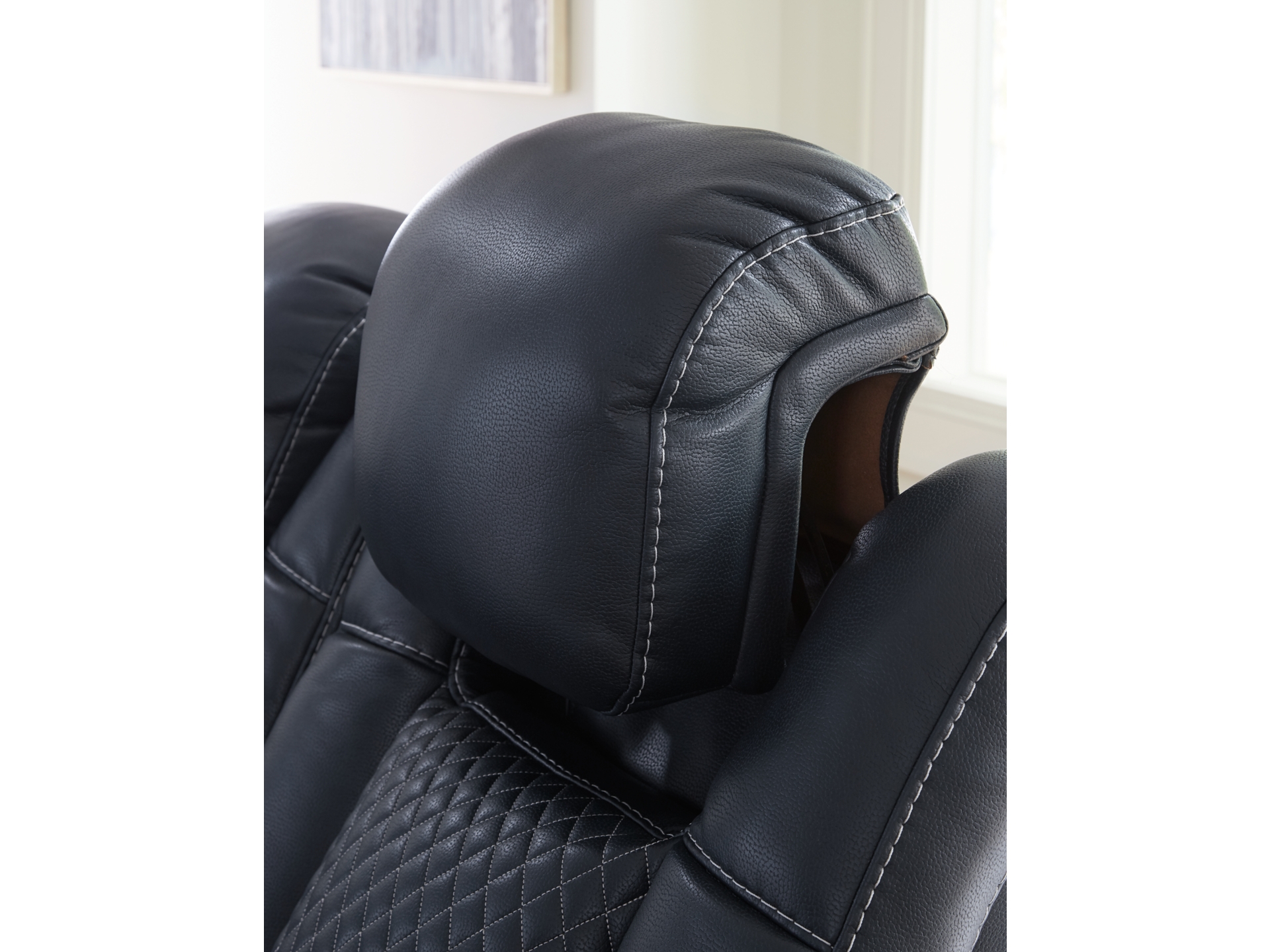 Image 1 of Fyne-Dyme Dual Power Reclining Sofa   Sapphire 