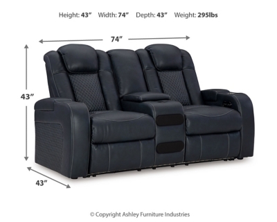 Fyne-Dyme Power Reclining Loveseat with Console, Sapphire, large